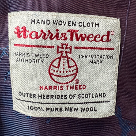 PETER CHRISTIAN Harris Tweed 42 Bomber Harrington Jacket Blue Wool Windowpane - Picture 6 of 11